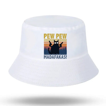 Black Cat Print Men Women Bucket Hat Outdoor
