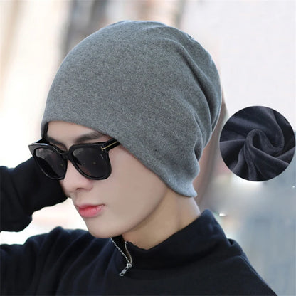 Cotton Slouchy Beanies For Men Vintage Hip-Hop Slouchy Hat Autumn Winter