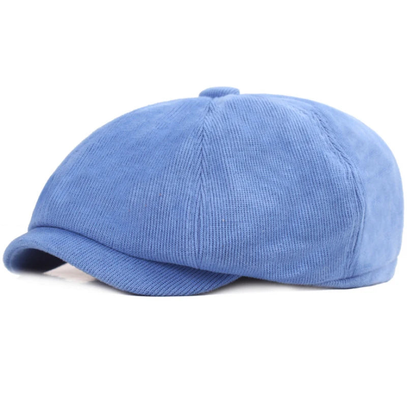 Women Solid Cap Men Retro Octagonal Hat Flat Cap