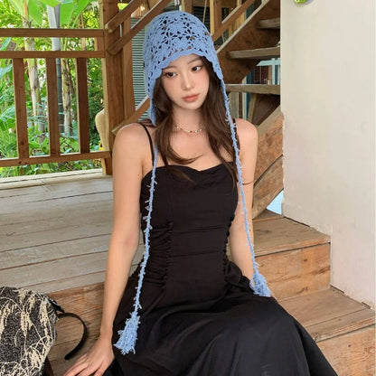 Silk Screen Printed Nylon Breathable Flower Tassel Bag Head Hat