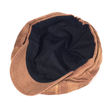 Autumn Winter Plaid Thick Newsboy Hat Corduroy Beret
