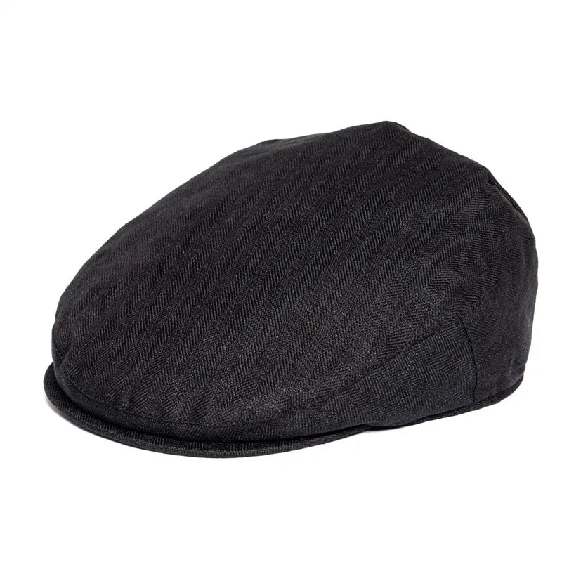 Linen Flat Cap For Men Women Herringbone Linen Newsboy Cap