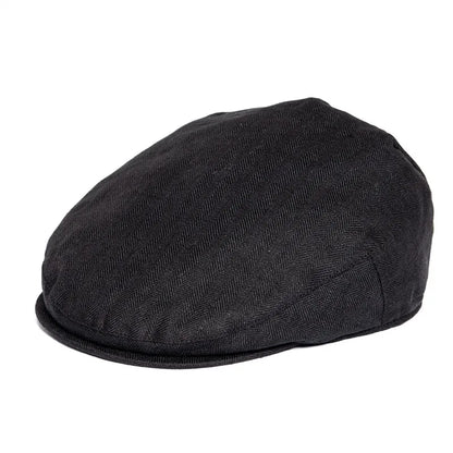Linen Flat Cap For Men Women Herringbone Linen Newsboy Cap