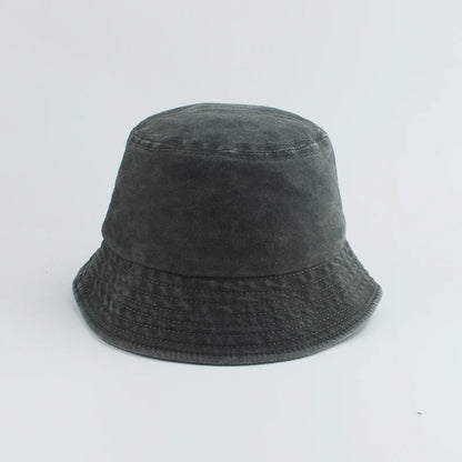 Washed Denim Bucket Hat Kids Wide Brim Cotton Fisherman Hat