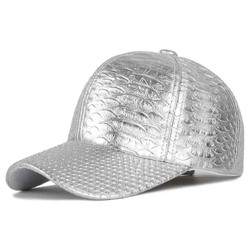 Men Women Novel Crocodile Pattern PU Leather Punk Sun Shade Baseball Cap