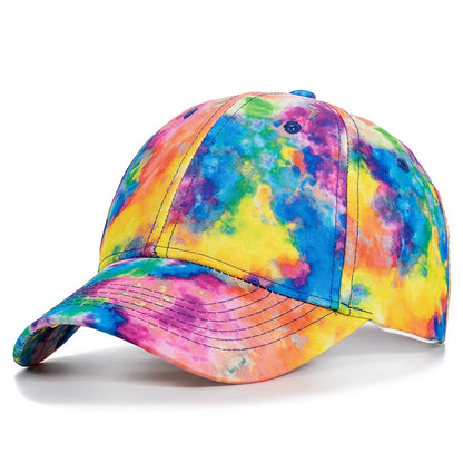 New Fashion Women Tie Dye Cap Multicolor Irregular Print Baseball Cap