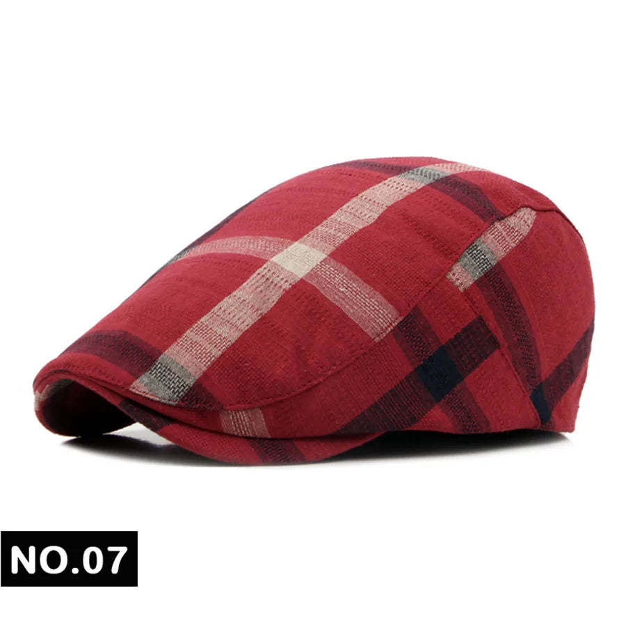 Men Women Classic Englad Style Plaid Berets Caps