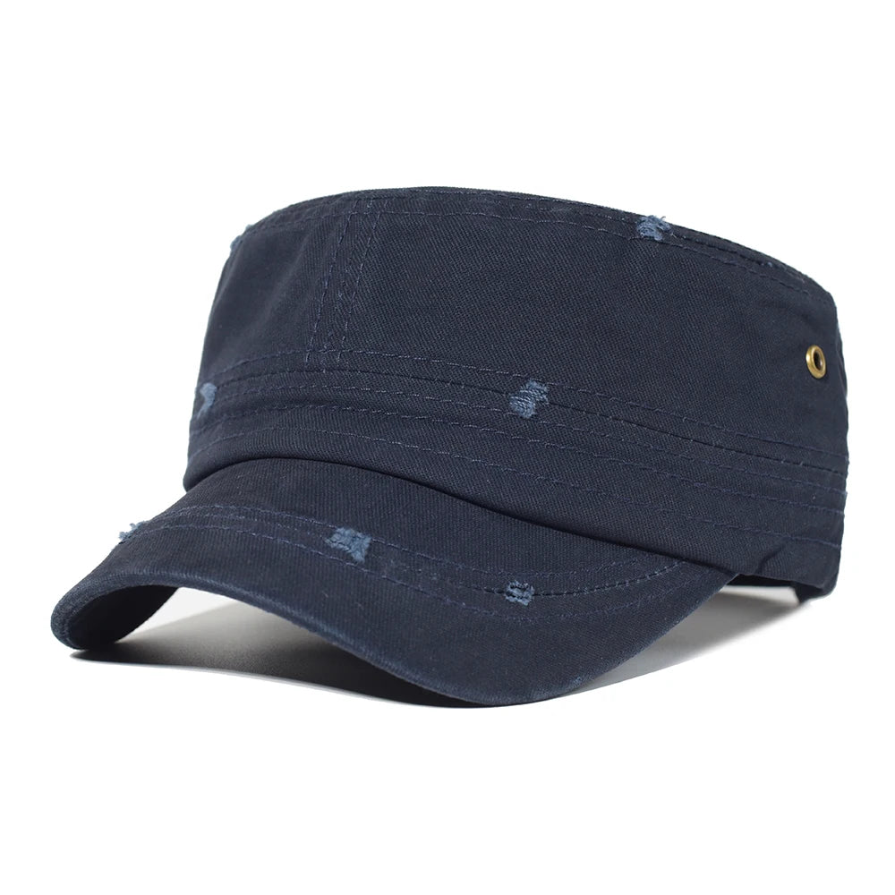Four Seasons Washed Cotton Flat Caps Men Women Military Cap