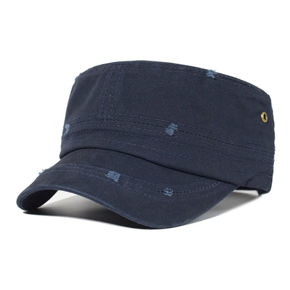 Four Seasons Washed Cotton Flat Caps Men Women Military Cap