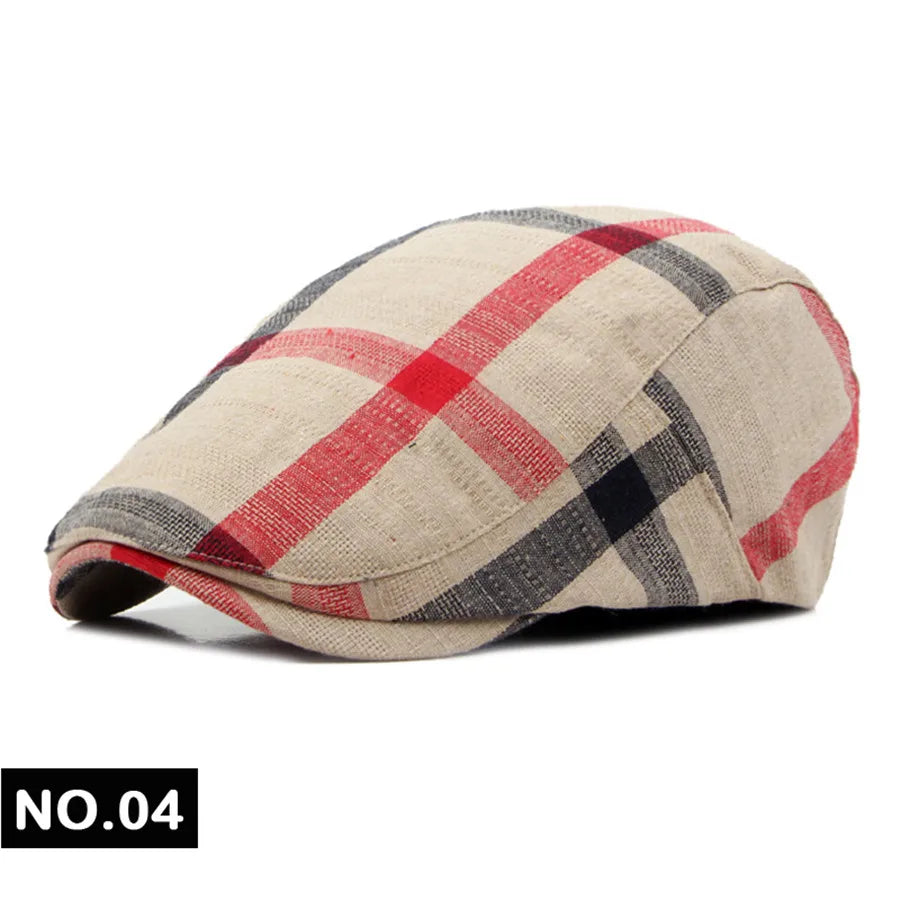 Men Women Classic Englad Style Plaid Berets Caps