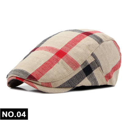Men Women Classic Englad Style Plaid Berets Caps