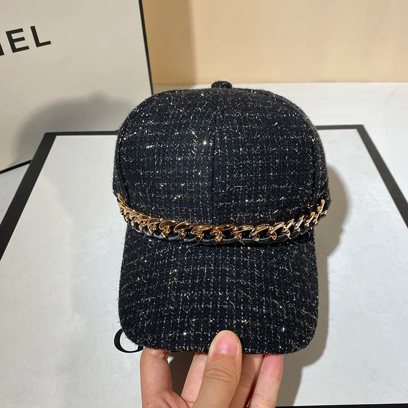 Winter Autumn Chic Casual Outdoor Cap Women‘s Tweed Baseball Caps