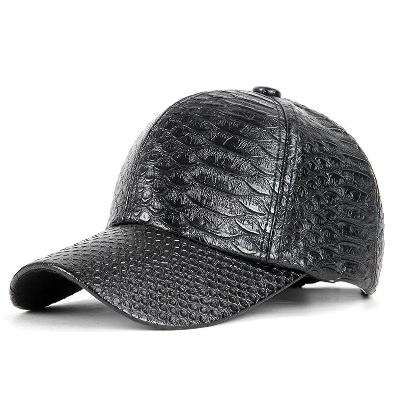 Men Women Novel Crocodile Pattern PU Leather Punk Sun Shade Baseball Cap