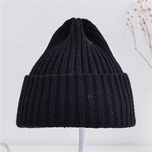 Baby Kids Ribbed Knitted Beanie Hats For Girls Boys