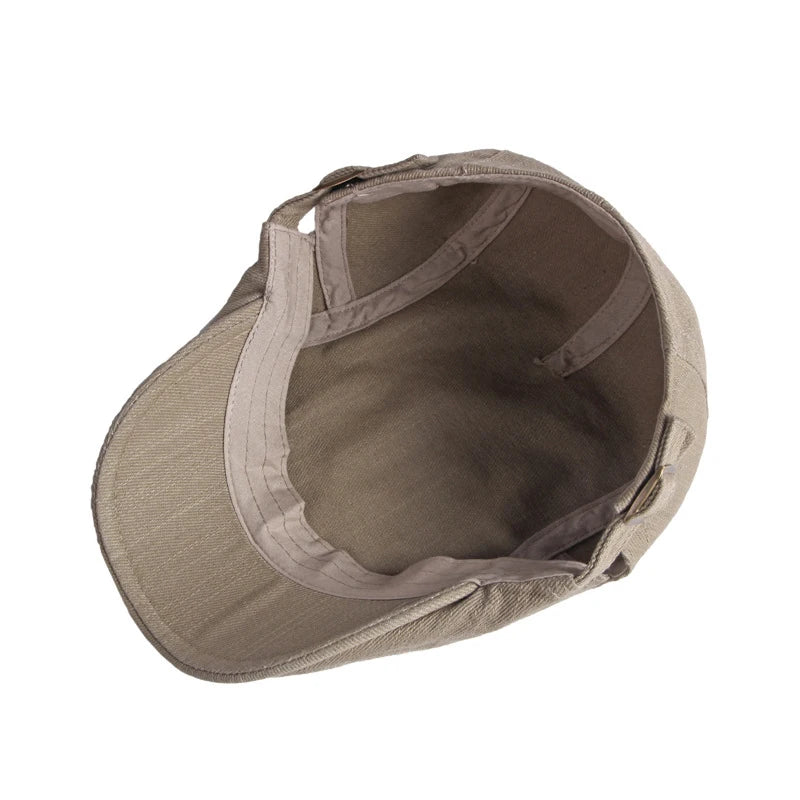 Spring Summer Beret Hat For Men Solid Black Gray Cotton Flat Cap