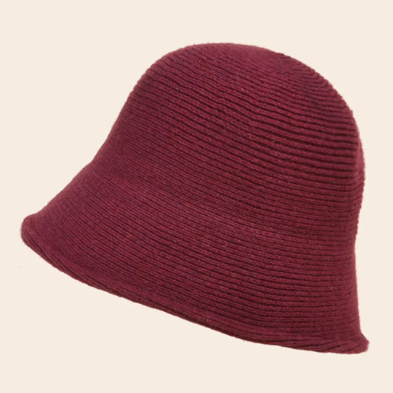 Unisex Pure Color High Quality Knit Bucket Hat