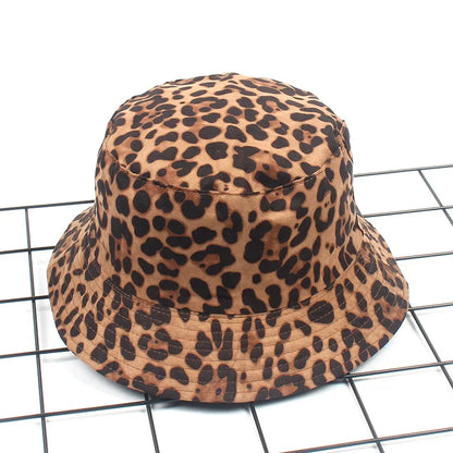 Leopard Print Bucket Hat Reversible Fisherman Hat Outdoor Travel Panama Hat Men and Women