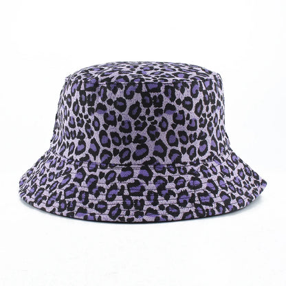 Leopard Print Bucket Hat Reversible Fisherman Hat Outdoor Travel Panama Hat Men and Women