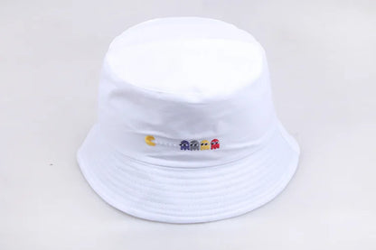 Korean Anime Cartoon Embroidered Basin Hat Eat Peas Fisherman Hat Sun Hat Wholesale Fishing Bucket Hat