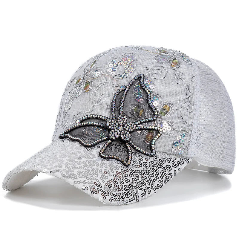 Fashion Women Cap Butterfly Flower Pendant Baseball Cap Female