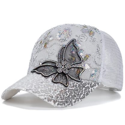 Fashion Women Cap Butterfly Flower Pendant Baseball Cap Female