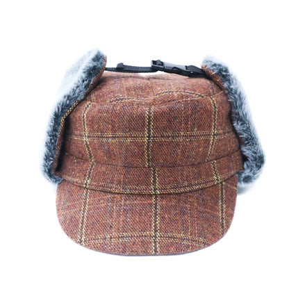 Retro Plaided Winter Trapper Hat Warm Aviator Cap