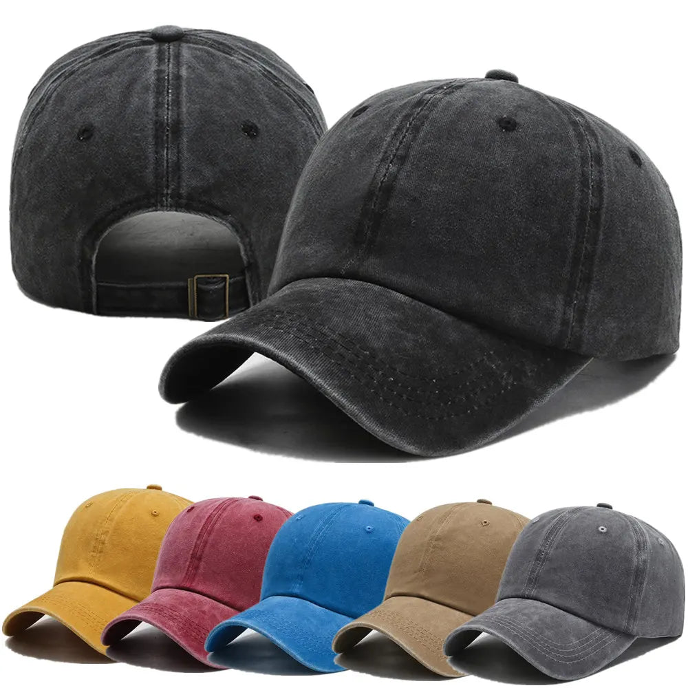 Unisex Cap Plain Color Washed Cotton Baseball Cap Men & Women