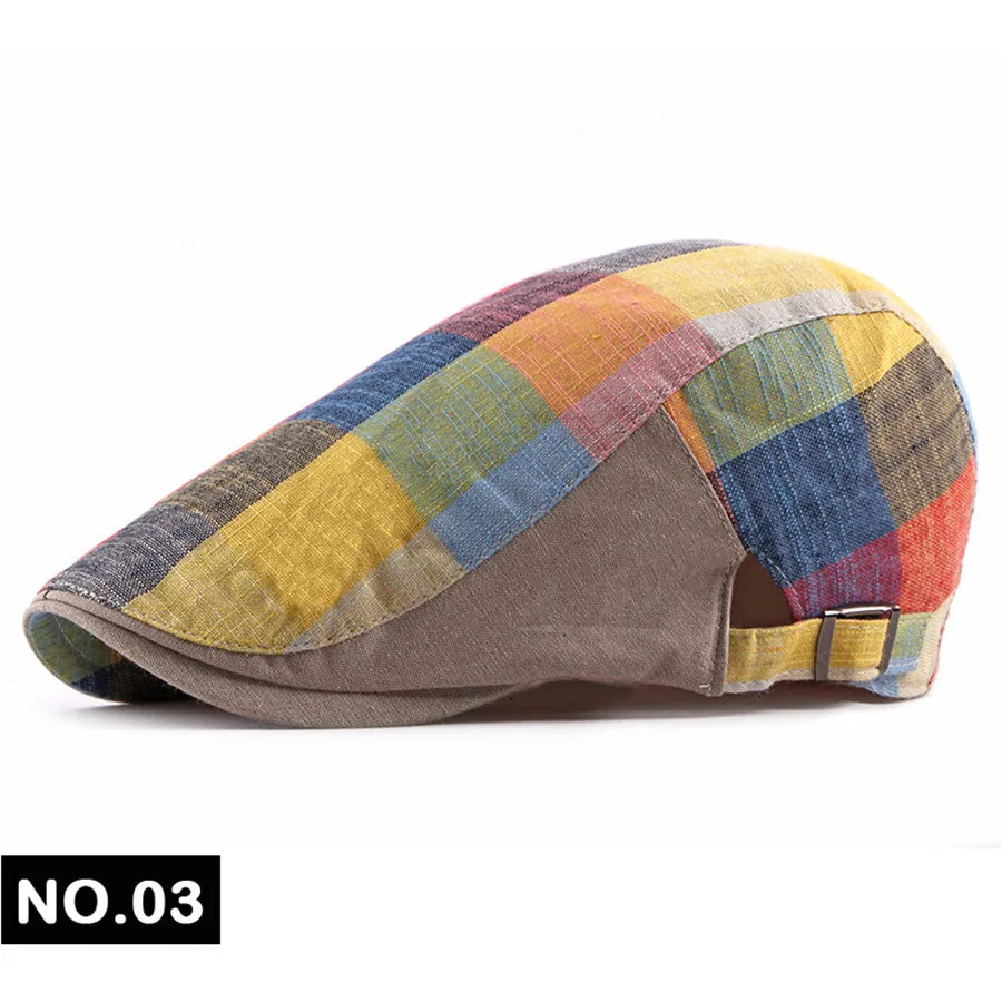 Men Women Classic Englad Style Plaid Berets Caps