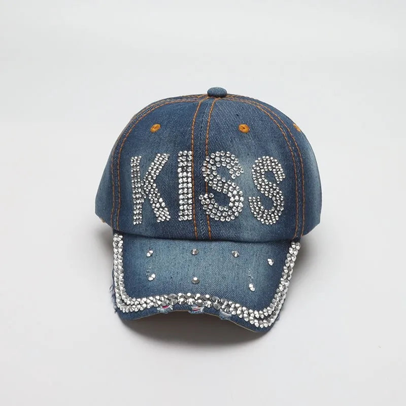 Denim Cap Women Summer Autumn Fashion Shiny Letter Hat