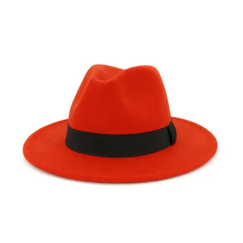 Women Winter Yellow Classic Elastic Fedora Hat