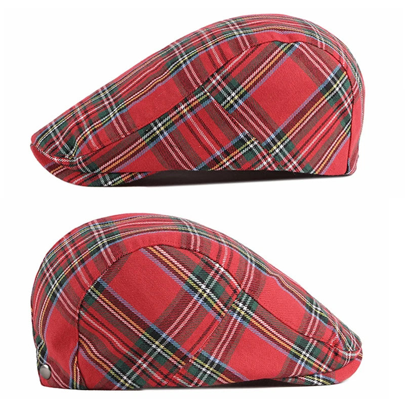 Fashion Fine Stripe Lattice Berets Hat Women Men Spring Summer