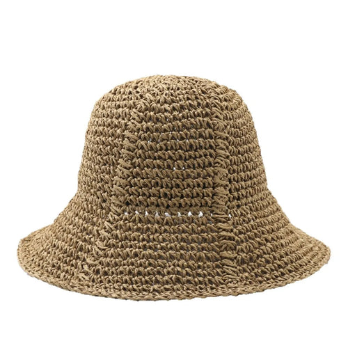 Women's Crochet Sunshade Small Brim Foldable Floppy Bucket Straw Hat