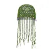 Tassel Hollow Jacquard Knitted Nylon Baotou Hat Women's