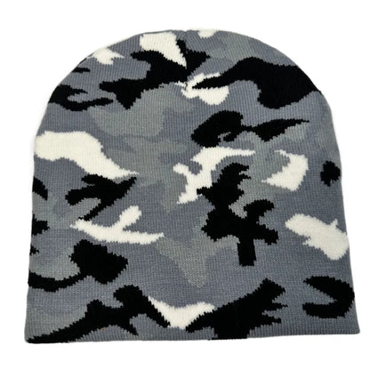 Men's Winter Knitted Camouflage Beanie Streetwear Style Beanies