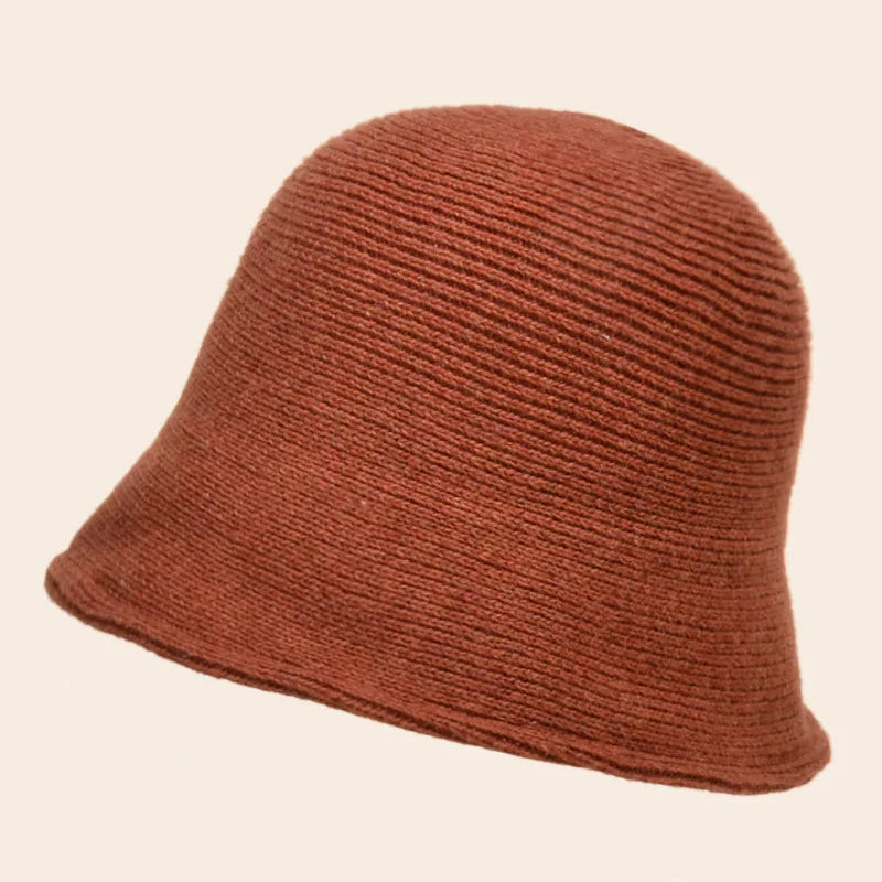 Unisex Pure Color High Quality Knit Bucket Hat