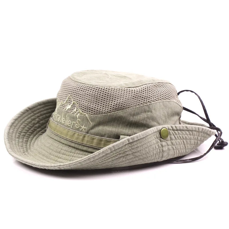 Outdoor Bucket Hat Men Summer Breathable Panama Cap