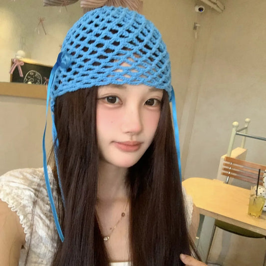Vintage Elegant Hollow Bow Pullover Adjustable Breathable Hat