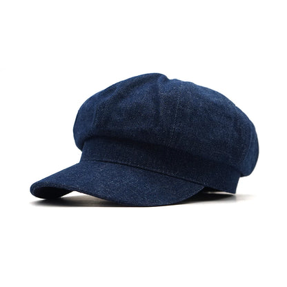 New Women Leisure Octagonal Hat Ladies Denim Beret Hat