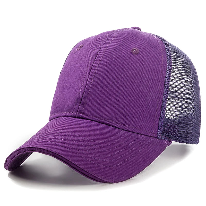 Unisex Mesh Cap Casual Plain Cotton Baseball Cap Adjustable Summer Trucker Hats