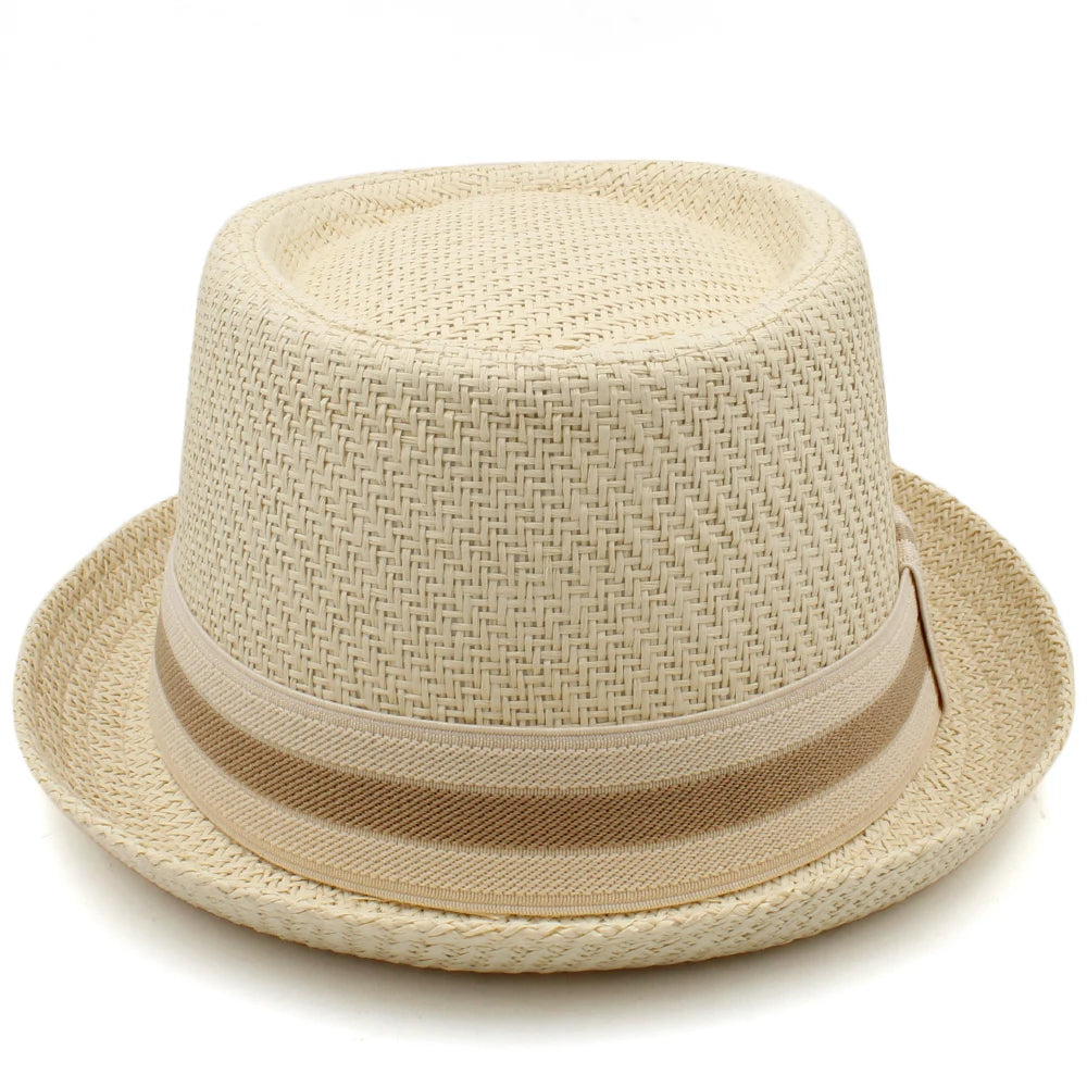 Men Women Classical Straw Pork Pie Hats Fedora Sunhats Trilby Caps