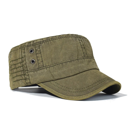 Four Seasons Washed Cotton Flat Caps Men Women Military Cap