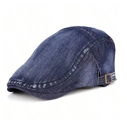 Retro Washed Denim Beret Medium Blue Breathable