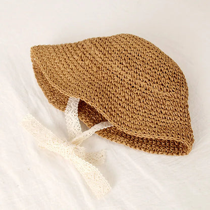 Fashion Lace Baby Hats Summer Baby Girl Bow Straw Hat