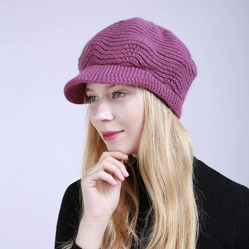 Fashion Knitting Solid Color Thicken Women Winter Hat