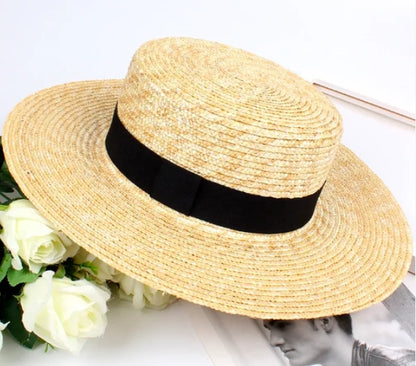 Primary Colors Handmade Super Flat Top Straw Hat