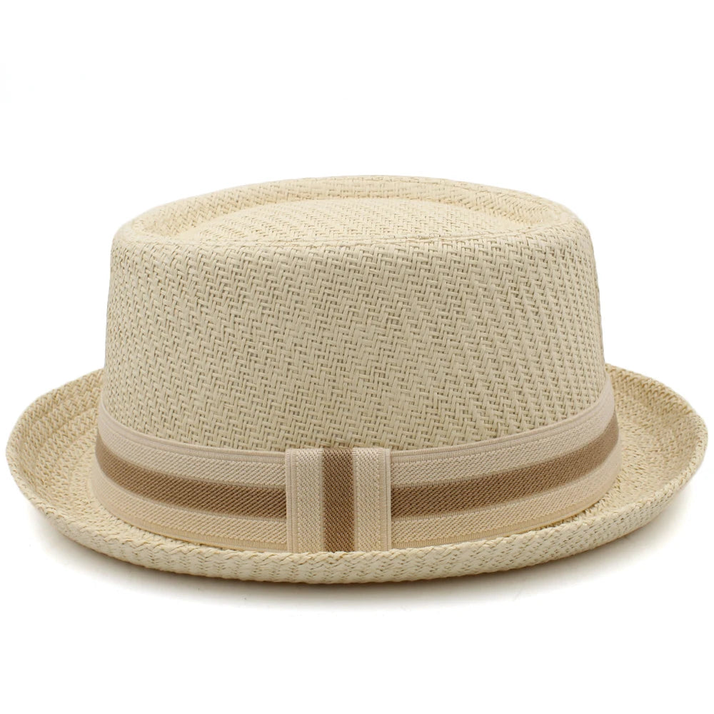 Men Women Classical Straw Pork Pie Hats Fedora Sunhats Trilby Caps
