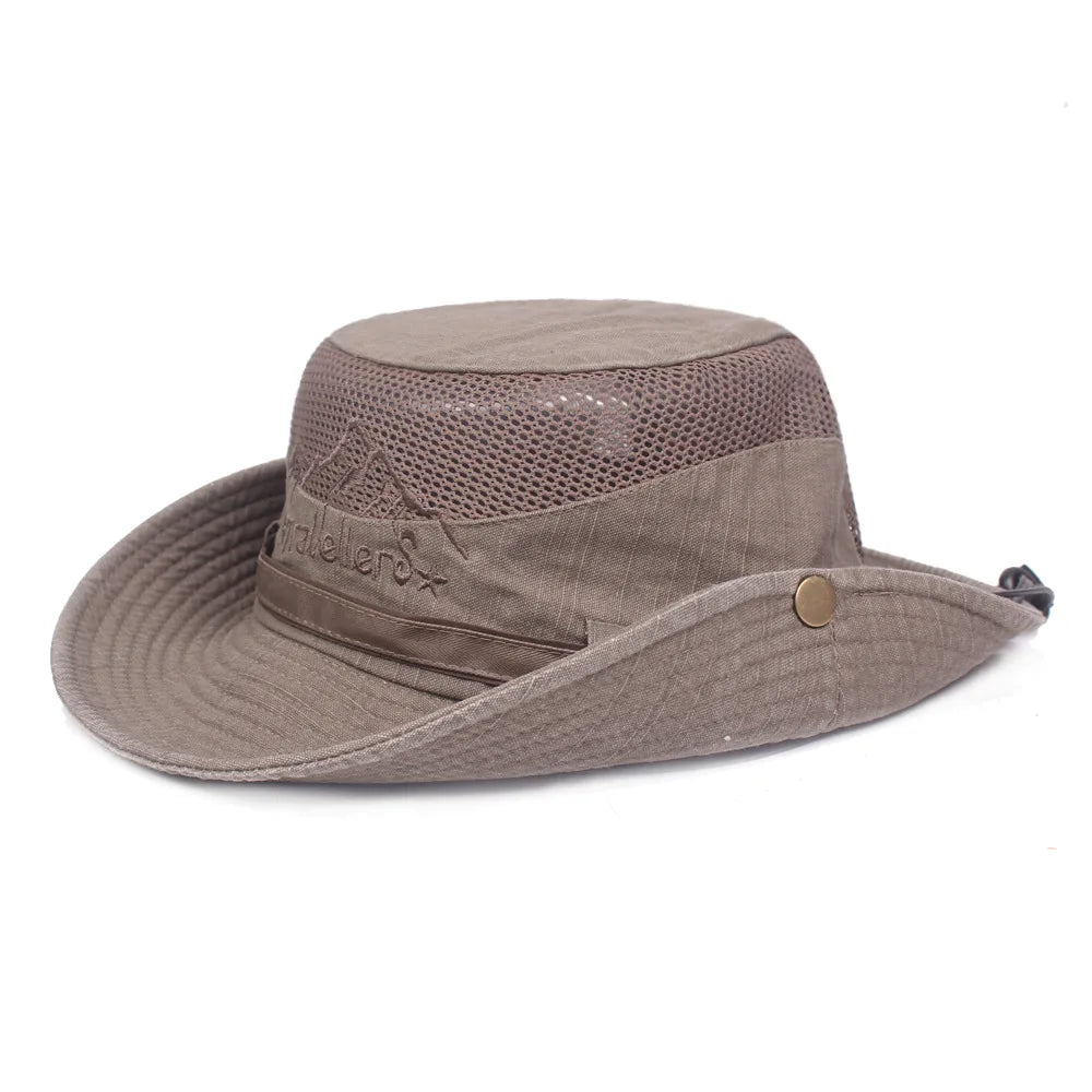 Outdoor Bucket Hat Men Summer Breathable Panama Cap