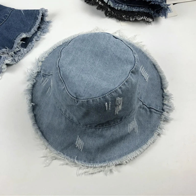 Summer Autumn Washed Denim Sun Hat Women