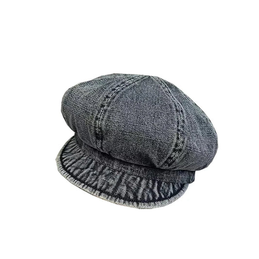 Washed And Distressed Denim Peaked Cap
