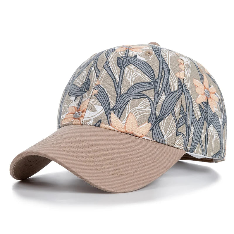 Fashion Women Cap Flowers And Foliage Print Baseball Cap Female